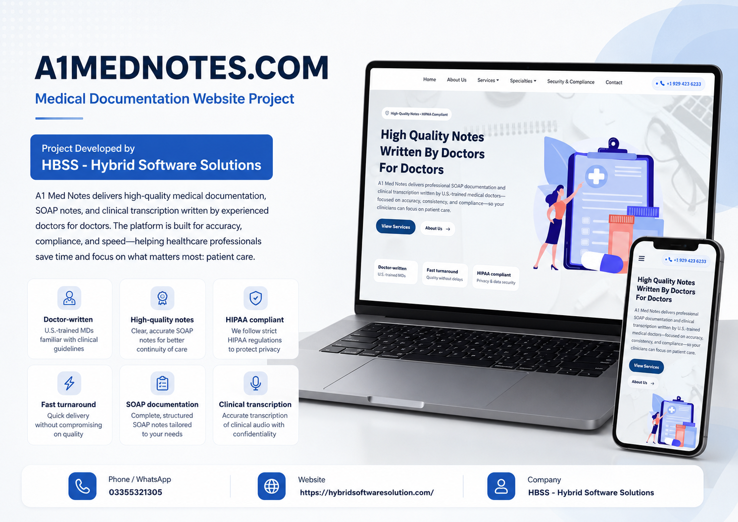 Website Development Project: A1MedNotes.com portfolio image